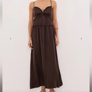 Dissh Lena Bitter Choc Silk Sleeveless Maxi Dress